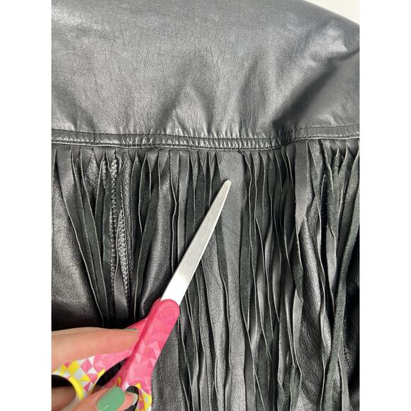 Leather Loft Black Fringe Leather Jacket Women’s Size Small - Picture 13 of 15